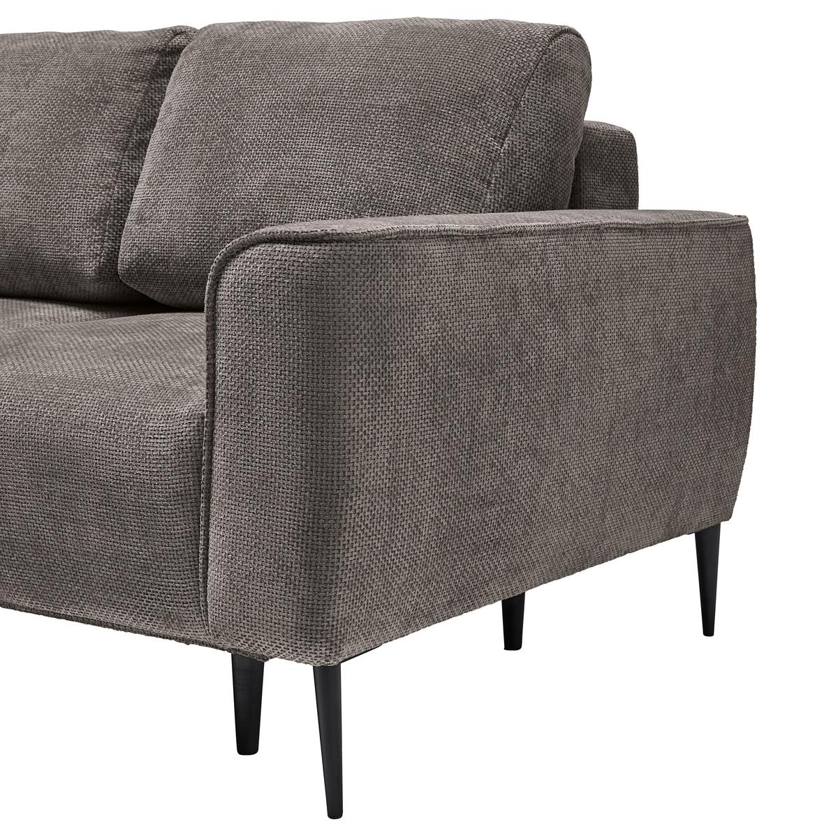 Rohová sedačka CUSTOM, ľavá, tmavosivá ženilka - čierna/tmavosivá, Modern, kov/textil (164/255cm) - Mömax