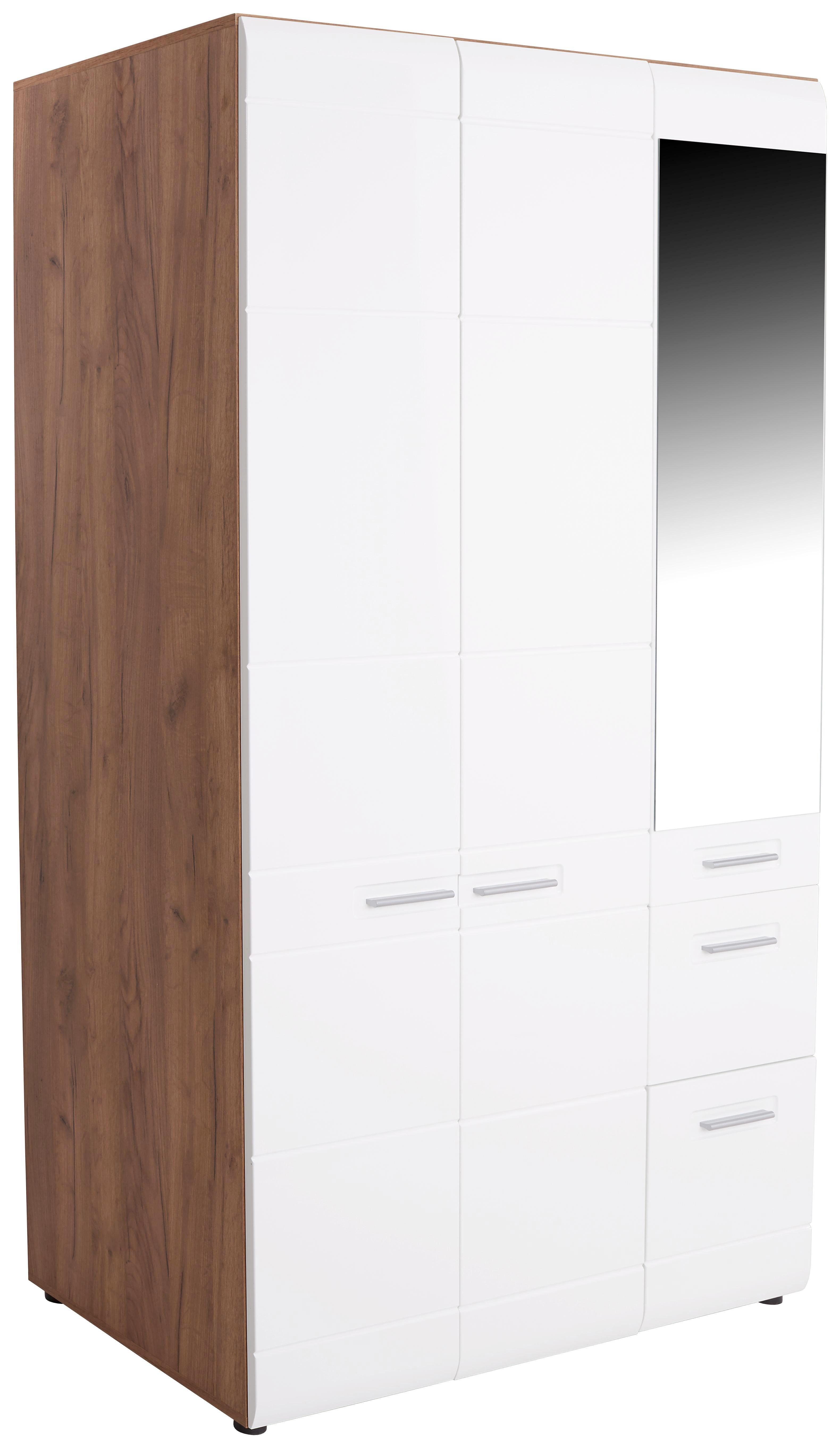 Kleiderschrank Avensis New B:120cm Kraft Eiche Dekor/Weiß - Eichefarben/Weiß, KONVENTIONELL, Holzwerkstoff (120/205,7/60cm) - Luca Bessoni