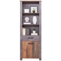 Regal mit Lade + Tür Ontario B: 71,4cm Old Style/Betonoptik - Dunkelgrau/Eichefarben, Trend, Holzwerkstoff (71,4/200/41,5cm) - Ondega