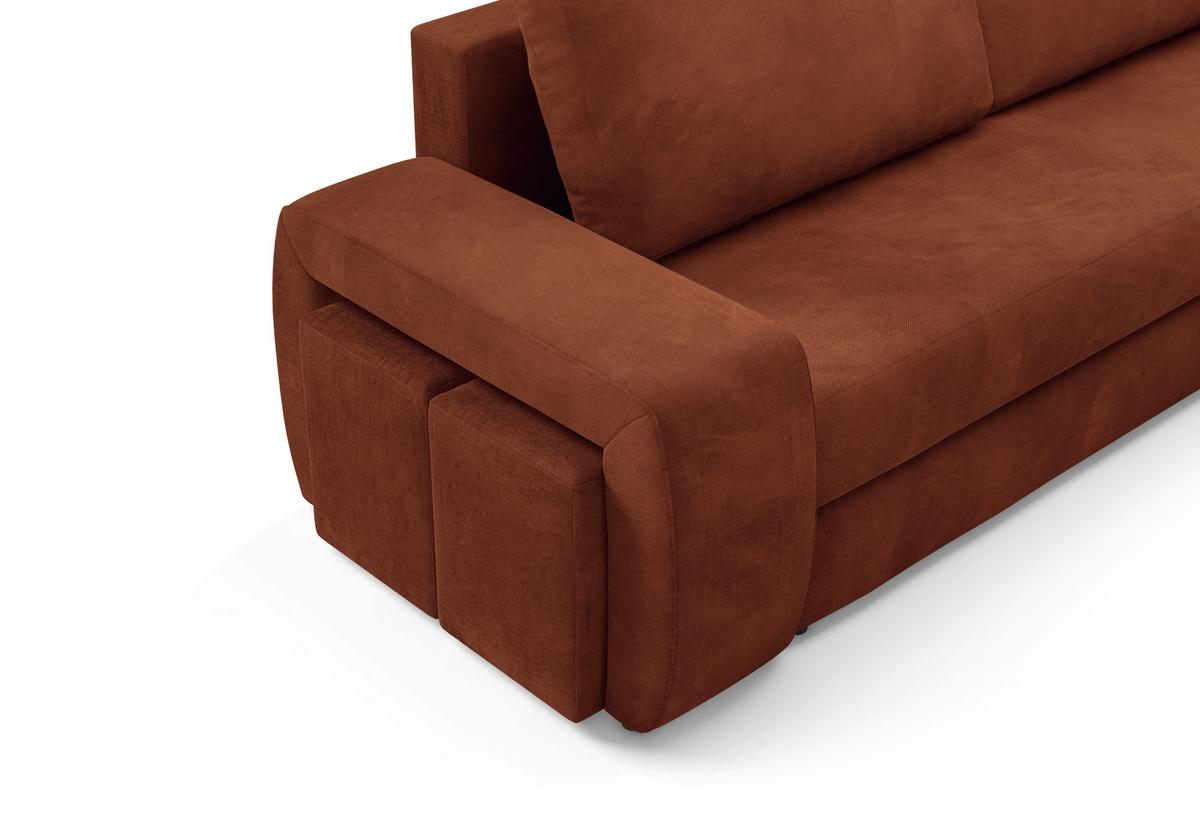 Schlafsofa Ines Rostfarben B: 258cm - Rostfarben/Schwarz, Design, Textil (258/98/95cm) - Livetastic
