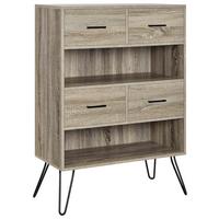 Kommode London Grau/eichefarben 79 Cm - Eichefarben/Schwarz, Design, Holzwerkstoff/Metall (79/112/36cm) - MID.YOU