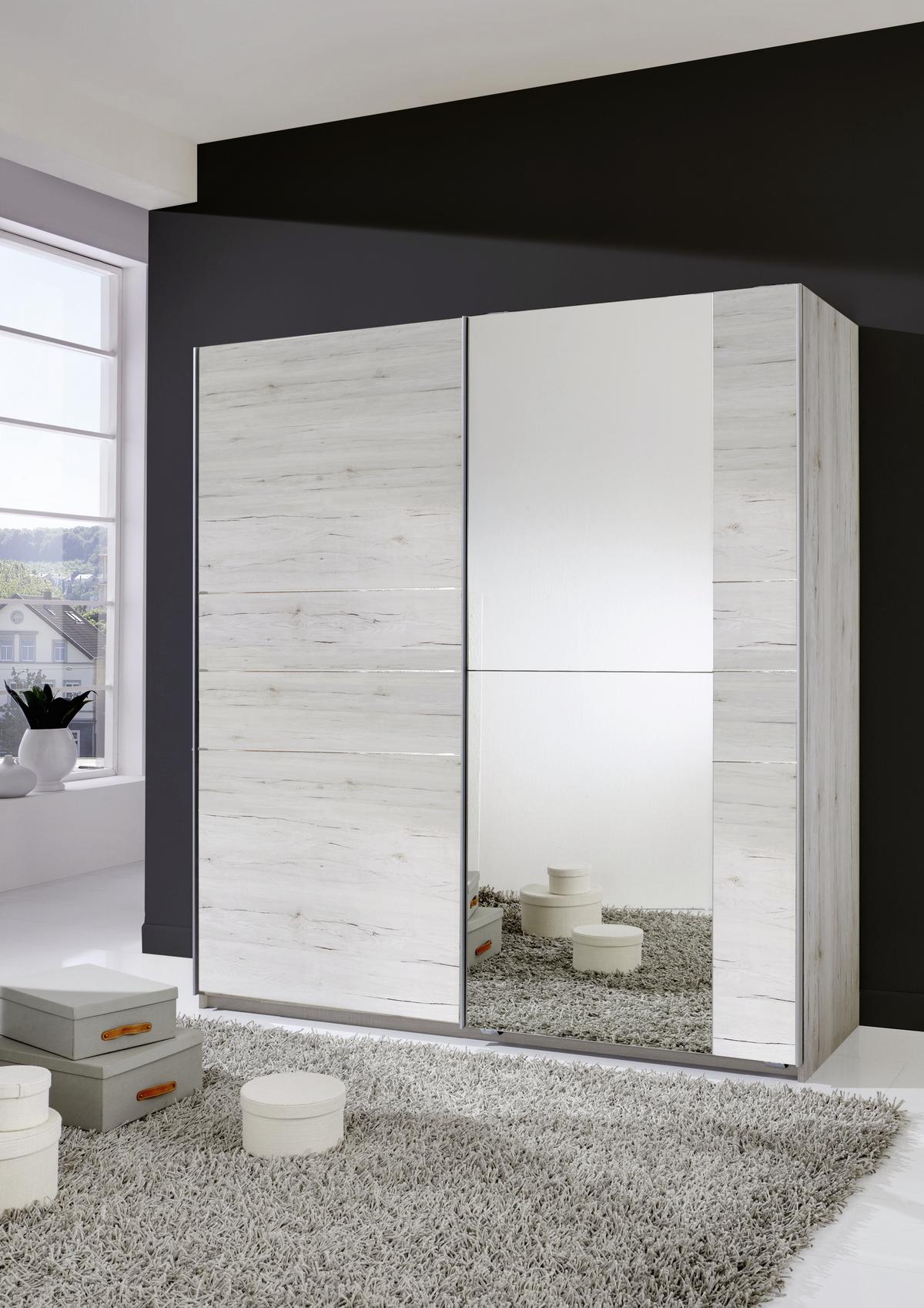 Tolóajtós Szekrény Stripe 180/198 Cm - tölgyfa, Modern, fa (180/198/64cm)