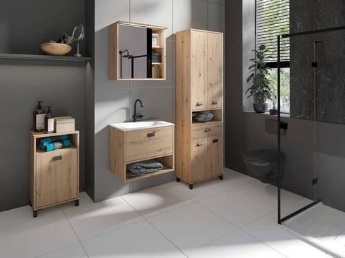 Unterschrank Wellness B: 42 cm Artisan Eiche Dekor - Anthrazit/Schwarz, MODERN, Holzwerkstoff (42/77,5/31cm) - MID.YOU
