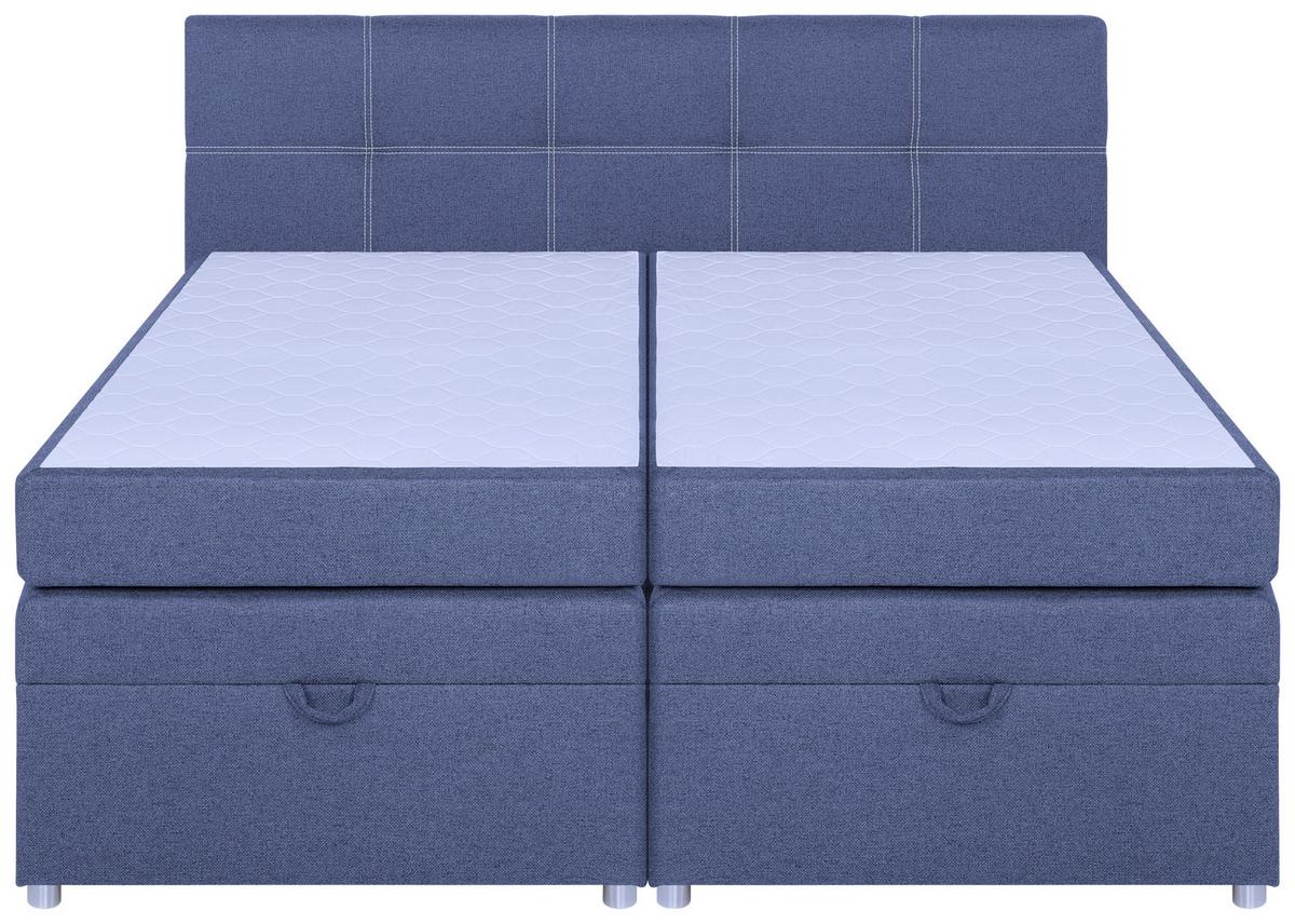 Boxspringbett Royal 180x200 Blau - Chromfarben/Blau, MODERN, Holzwerkstoff/Textil (180/200cm)