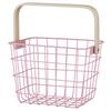 Košík LINUS - prírodná farba/ružová, kov/drevo (20/15/15cm) - Mömax