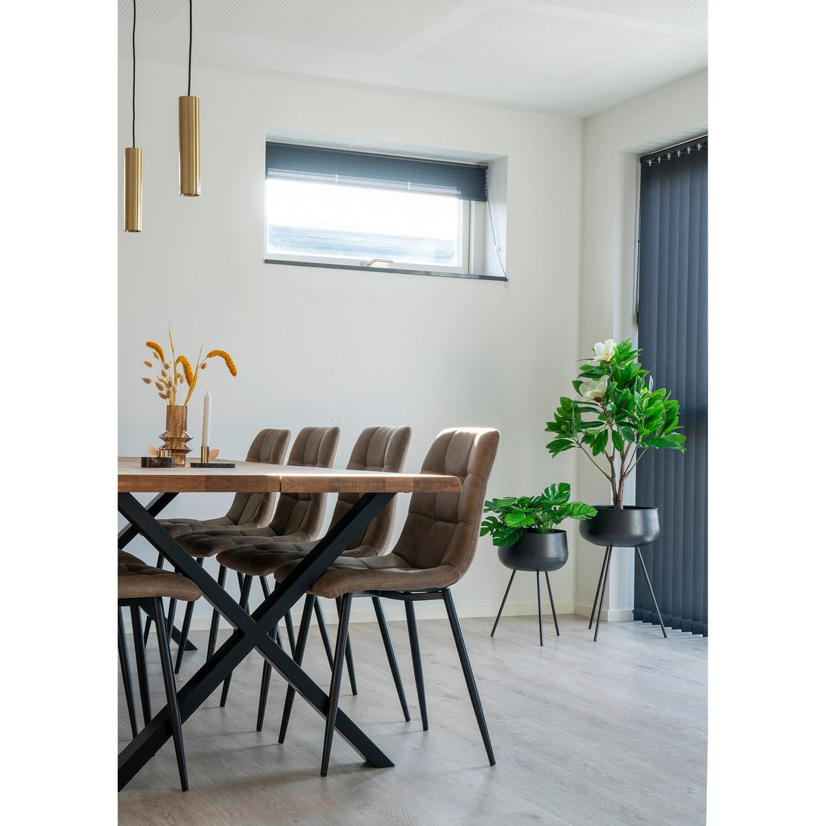 Stuhl-Set Middelfart Hellbraun B: 44 cm - Hellbraun/Schwarz, MODERN, Textil/Metall (44/86/55cm) - MID.YOU