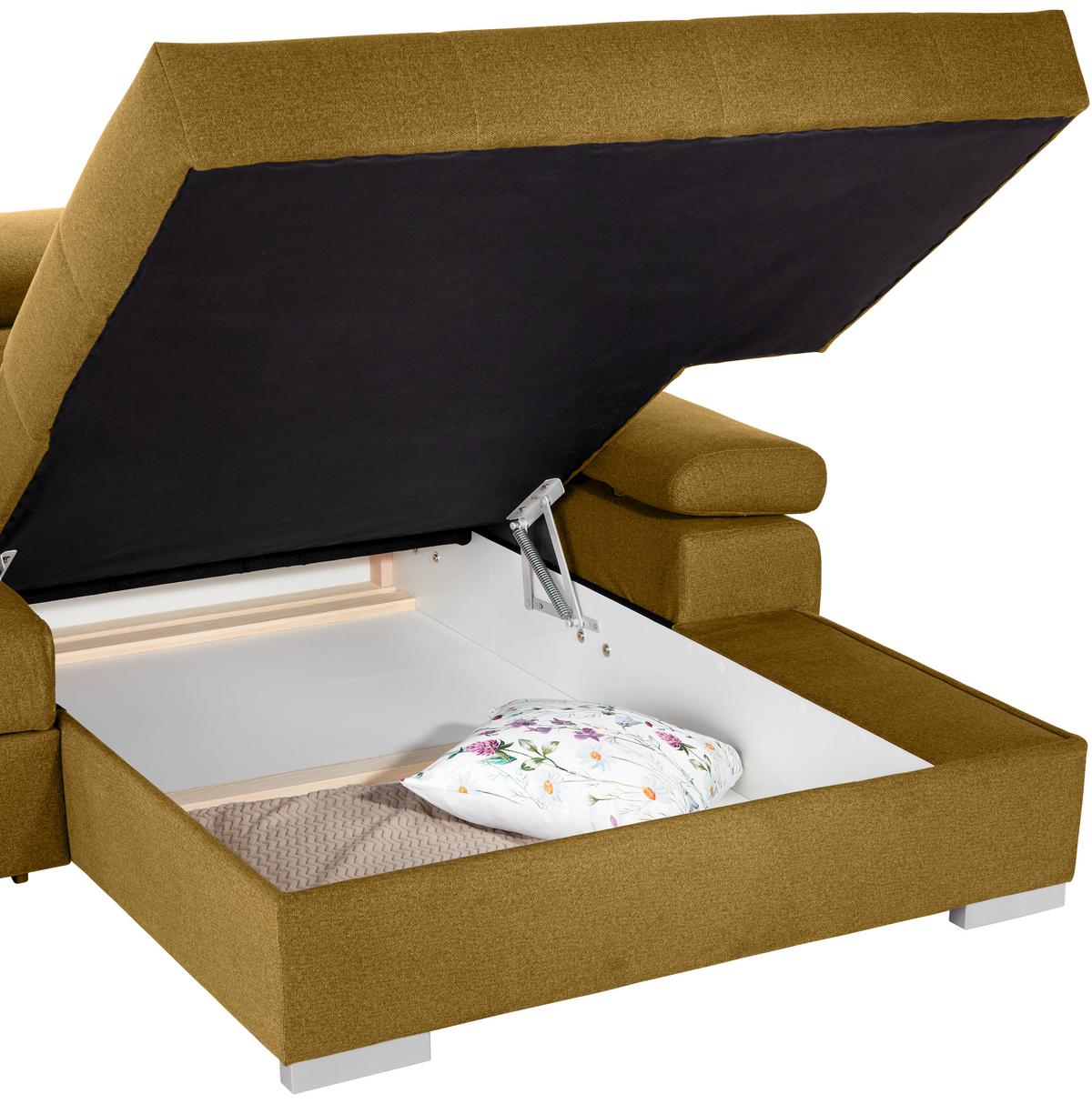 Ecksofa Perry - Ecru/Silberfarben, Design, Textil (292/183cm) - Livetastic