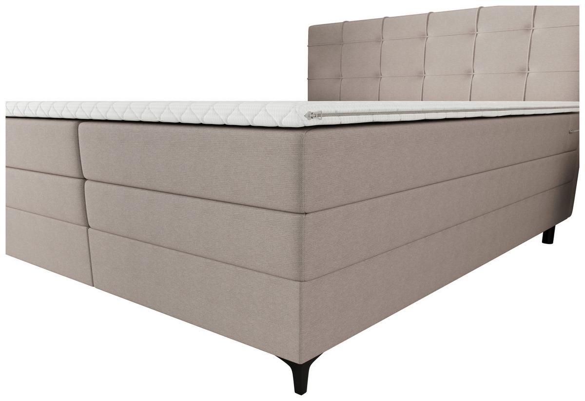 Boxspringbett Mitto mit Topper 160x200 cm - Lavagrau/Schwarz, KONVENTIONELL, Textil/Metall (160/200cm)