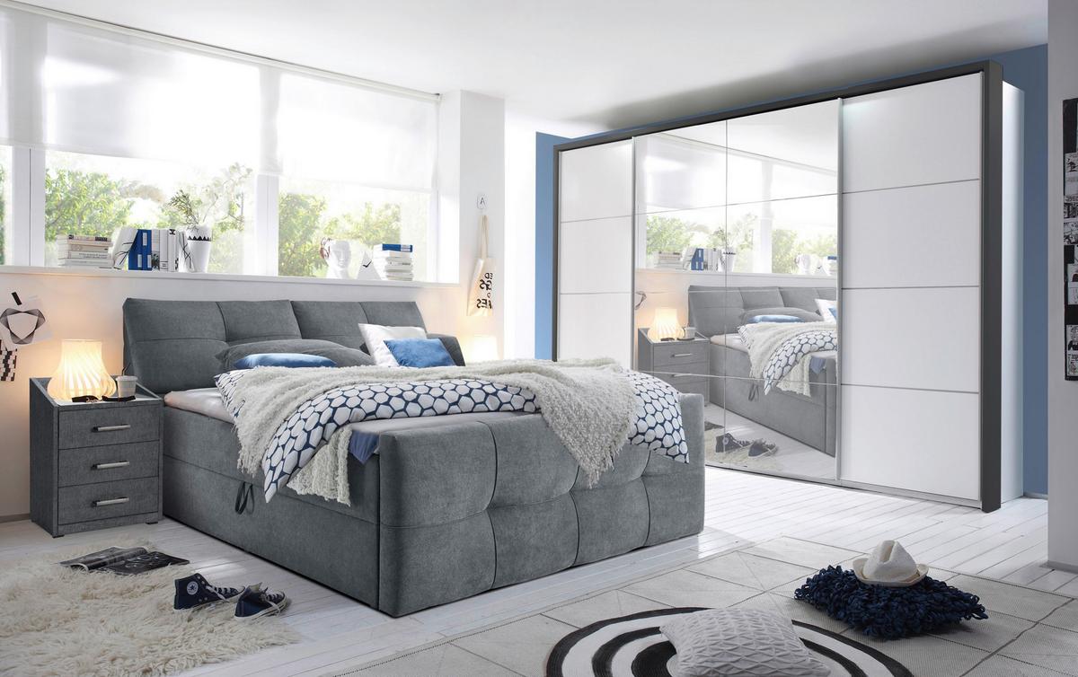 Nachtkästchen Anthrazit Textil H: 61 cm Moon - Anthrazit, Basics, Holzwerkstoff/Textil (47/61/46cm) - MID.YOU