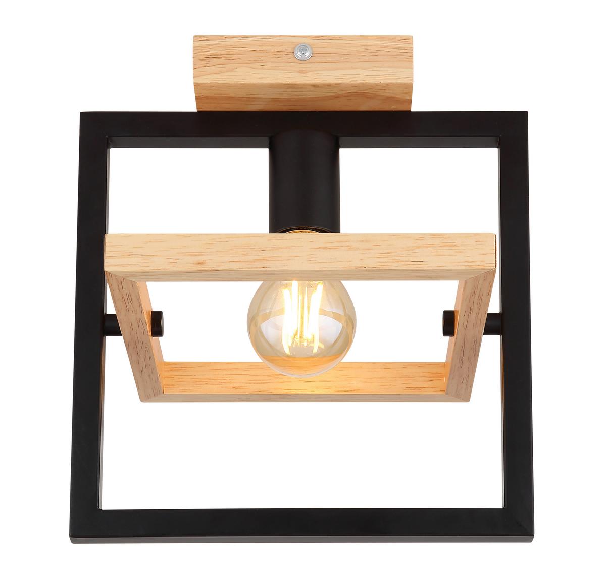 Deckenleuchte L: 25 cm 1-Flammig drehbar mit Holz - Dunkelbraun/Schwarz, Natur, Holz/Metall (25/19,8/28cm) - Globo