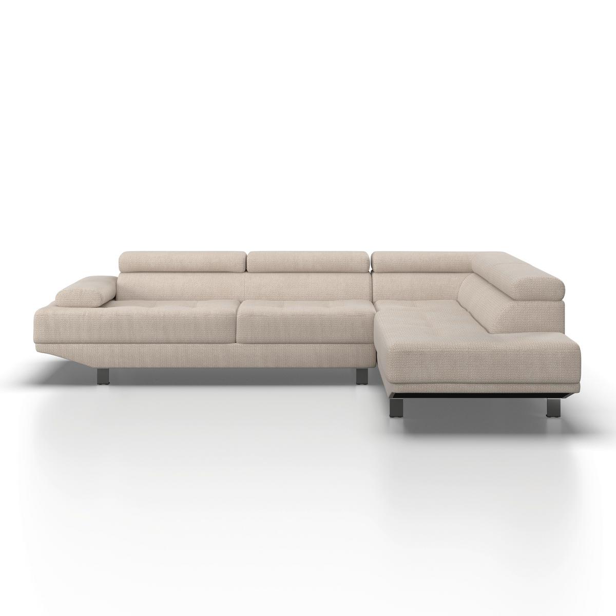 Sedací souprava EMELY, krémová - krémová/barvy nerez oceli, Moderní, kov/dřevo (267/70/195cm) - Bessagi Home