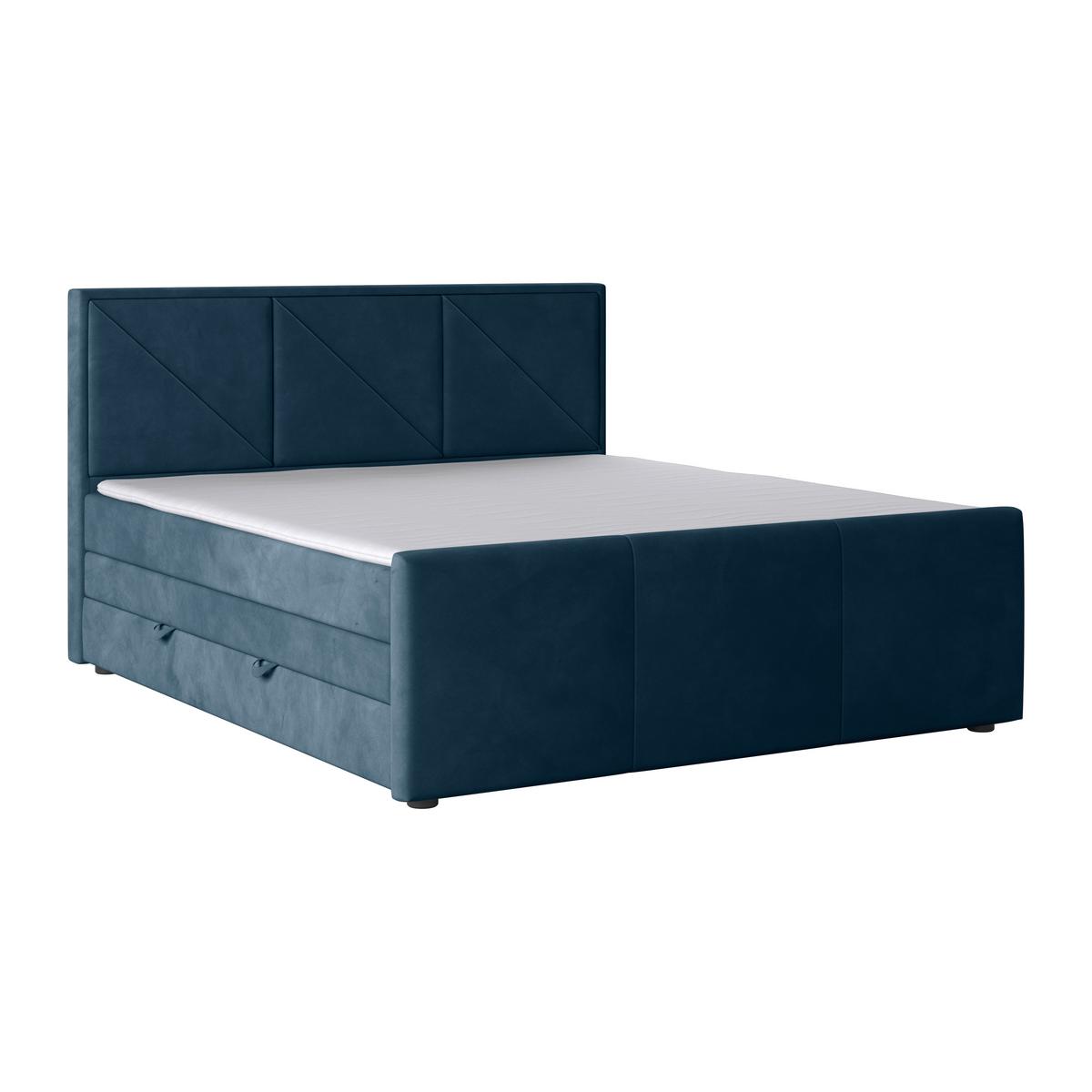 Boxspringbett mit Bettkasten 180x200 cm Blau Bologna - Blau/Schwarz, MODERN, Holz/Kunststoff (180/200cm) - MID.YOU