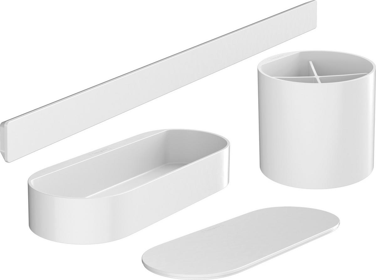 Bad-Accessoires 4-Tlg. Wallstoris MW Weiß - Weiß, Basics, Kunststoff (64,5/24,4/16,4cm) - Hansgrohe