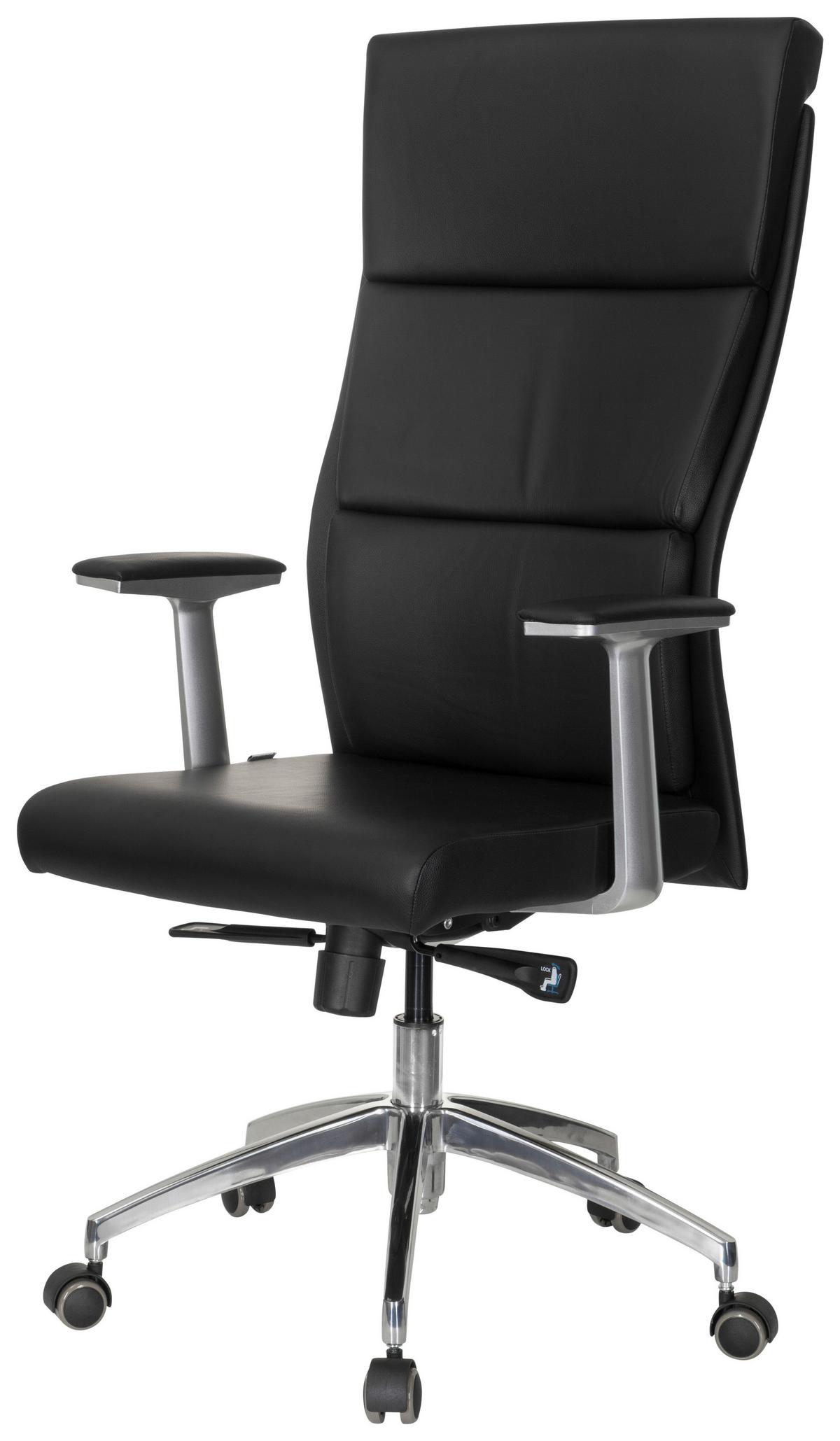 Drehstuhl Monza 20 Schwarz - Silberfarben/Schwarz, MODERN, Leder/Kunststoff (60/131/52cm) - MID.YOU