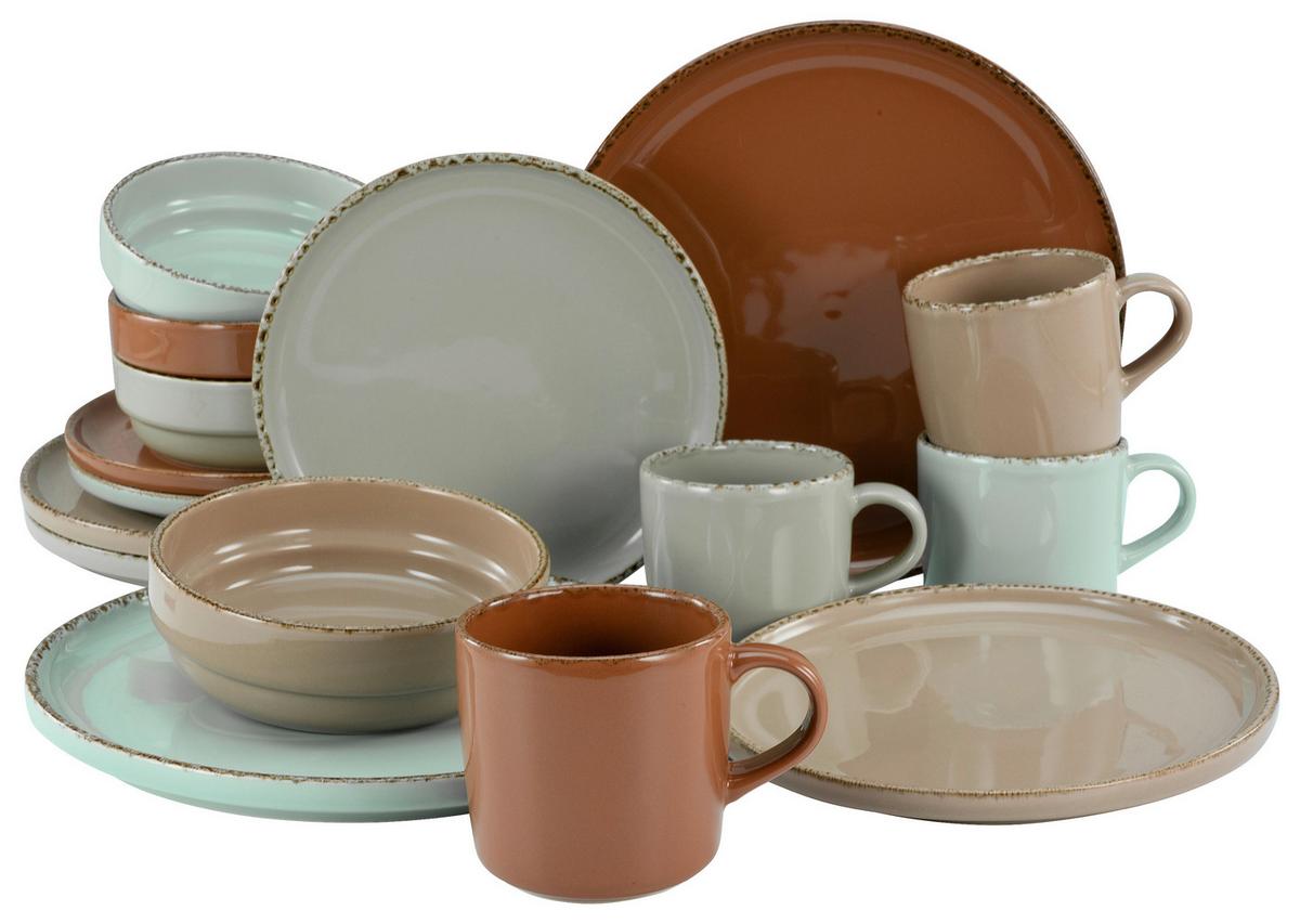 Kombiservice Keramik 4 Personen Geschirr Set - Multicolor, KONVENTIONELL, Keramik (40/32,5/33cm) - Creatable