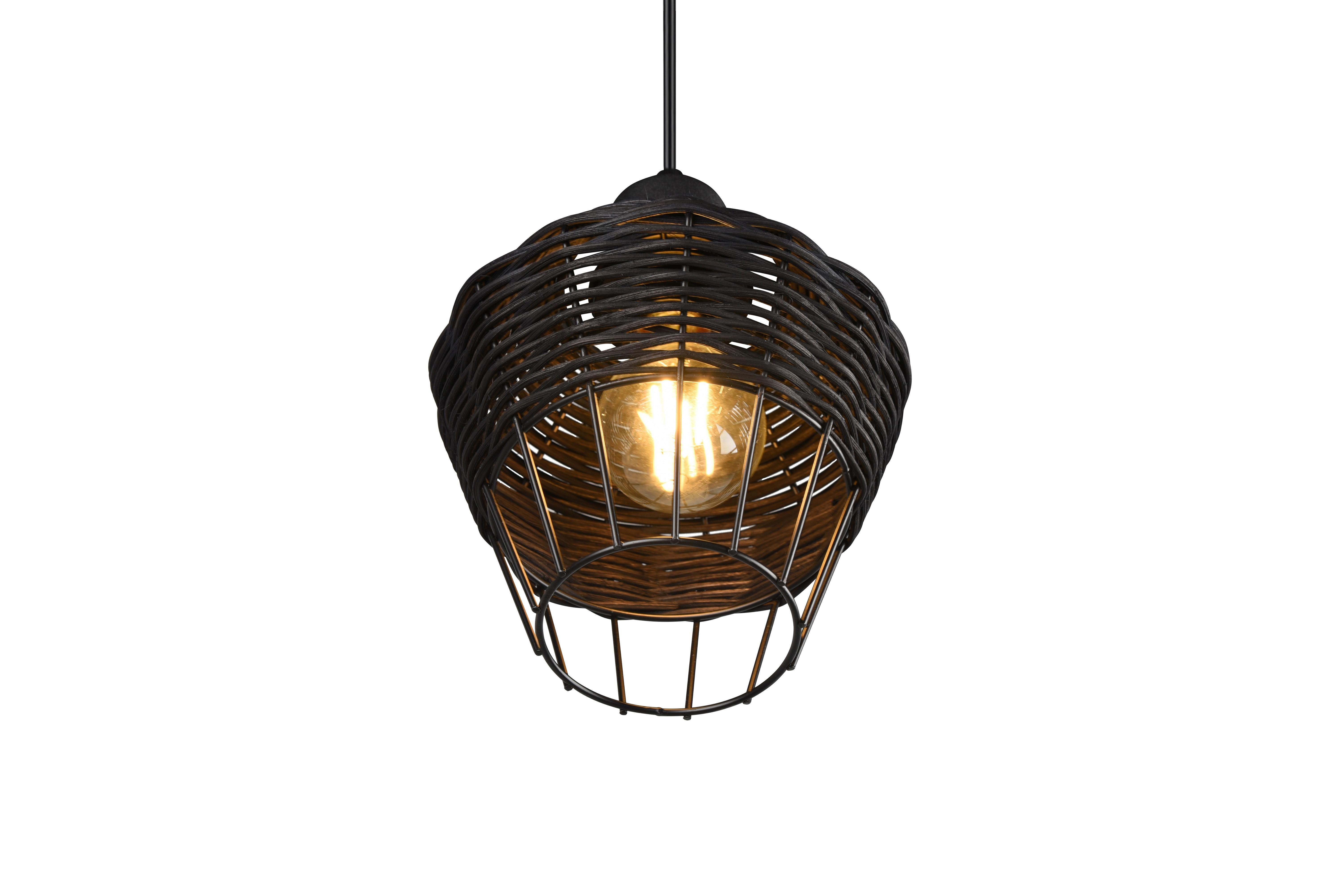 Hängeleuchte Borka H: 150 cm 1-Flammig - Schwarz, ROMANTIK / LANDHAUS, Holz/Metall (17,5/150cm)