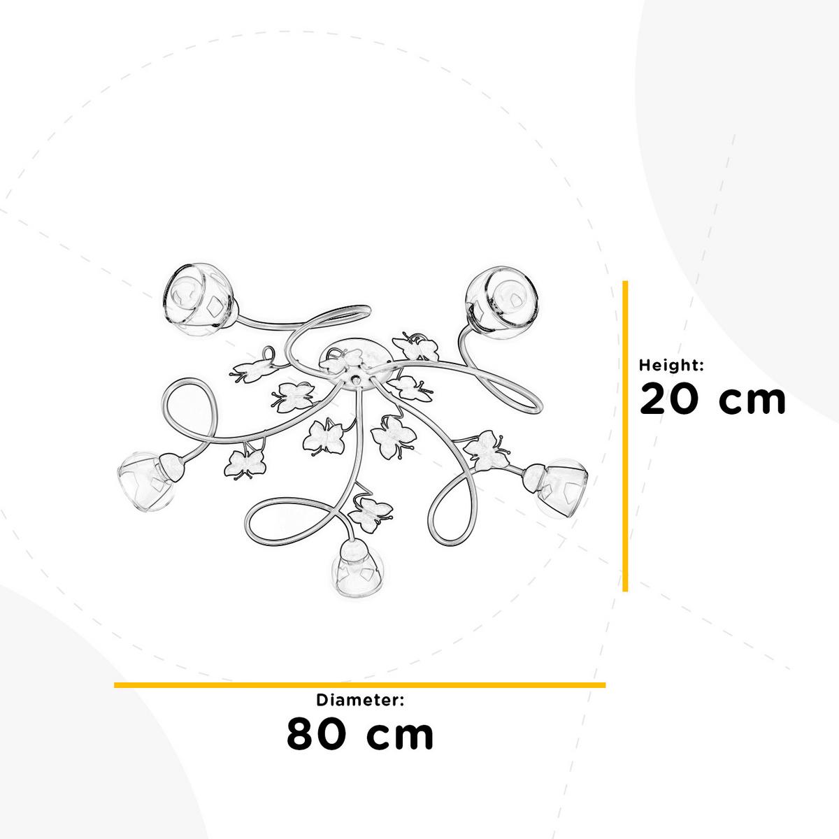 Kinderdeckenleuchte 4924/pl5 - Pink/Weiß, Basics, Glas/Metall (80/20cm)