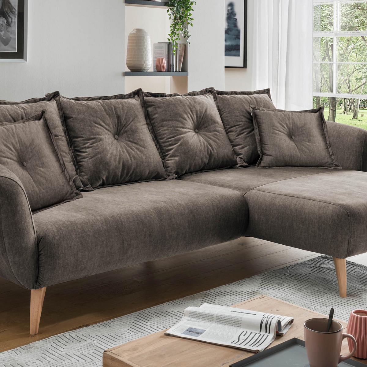 Ecksofa Baggio Braun S: 277/162 cm - Buchefarben/Braun, MODERN, Holz/Textil (277/94/162cm) - Livetastic