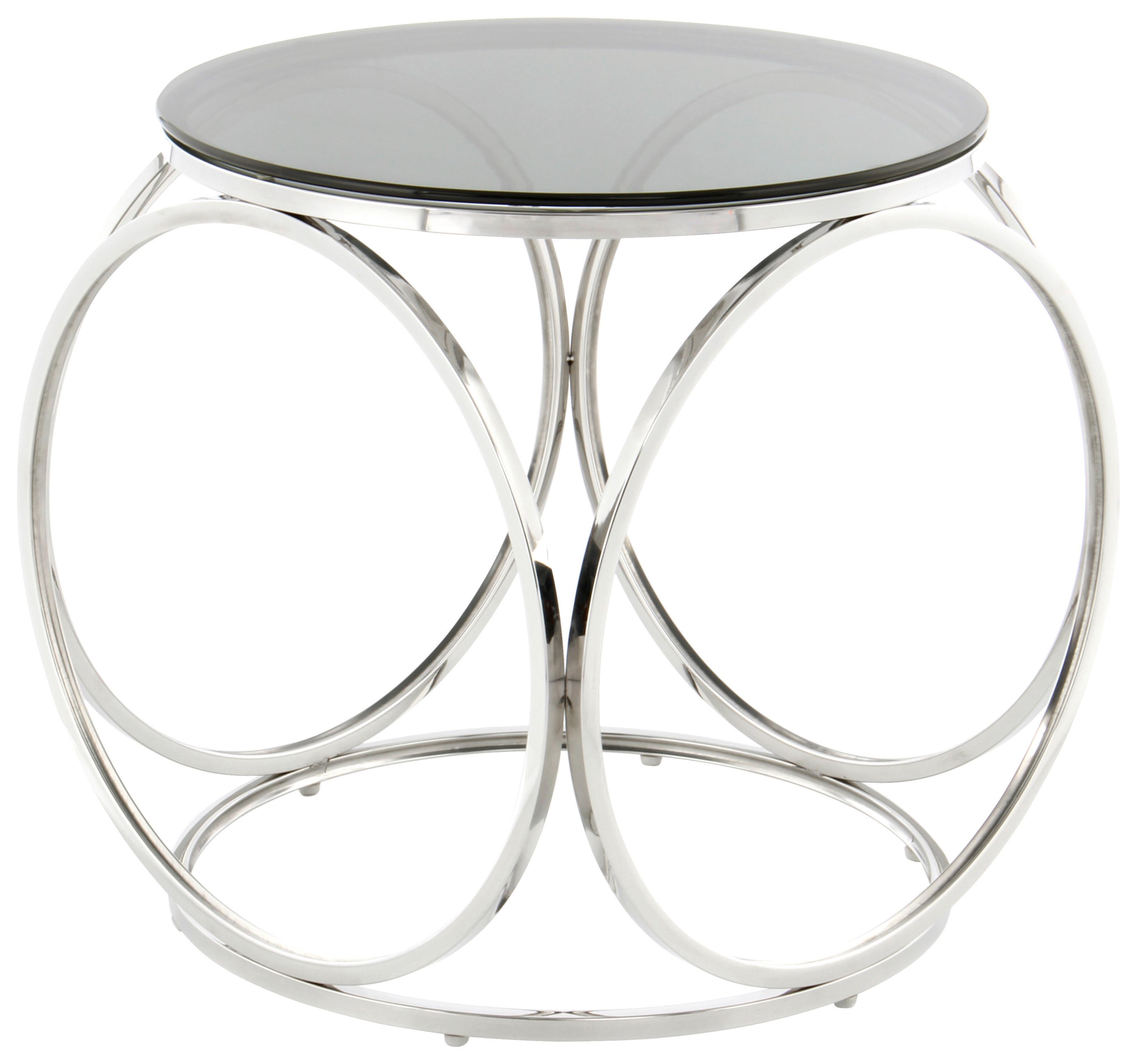 Beistelltisch Whitney 225 Schwarz/Silberfarben B: 50 cm - Roségold/Silberfarben, Design, Glas/Metall (50/50/52cm) - Kayoom