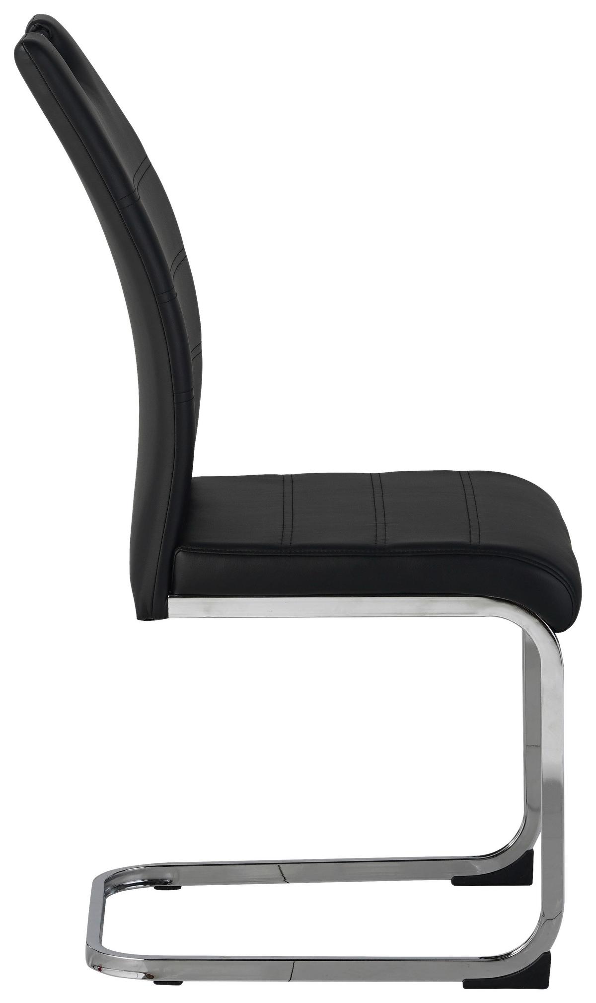 Schwingstuhl Leander Schwarz/chromfarben Gepolstert - Chromfarben/Schwarz, Design, Textil/Metall (42/99/56cm) - P & B