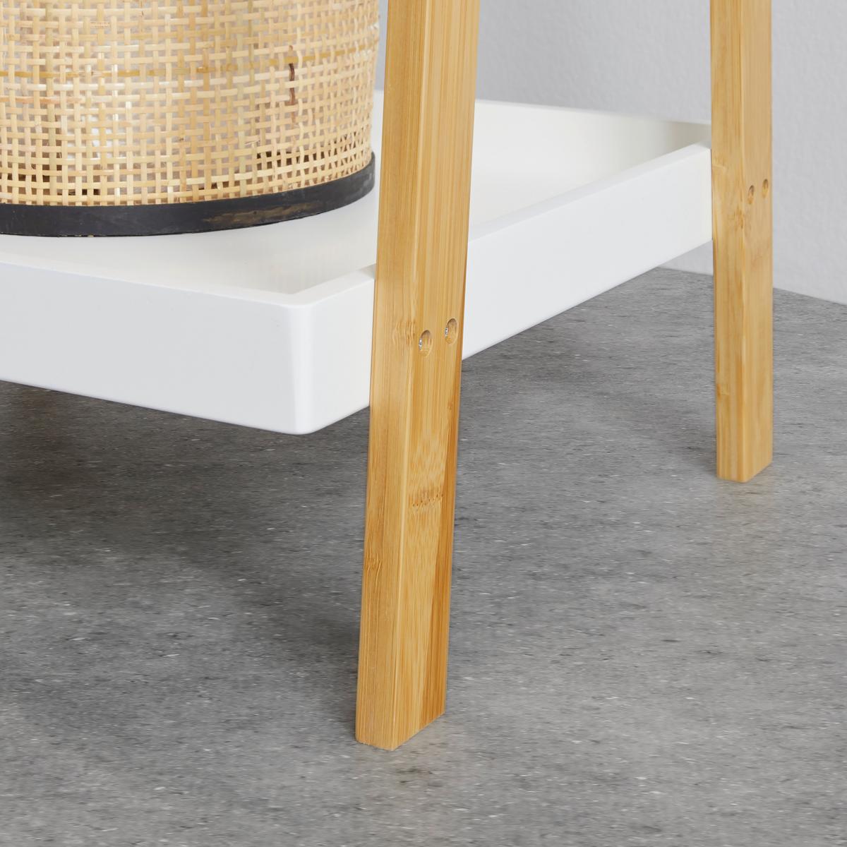 Regál z bambusu Mirela - biela/prírodná farba, Modern, kompozitné drevo/prírodné materiály (43/160/40cm) - Bessagi Home