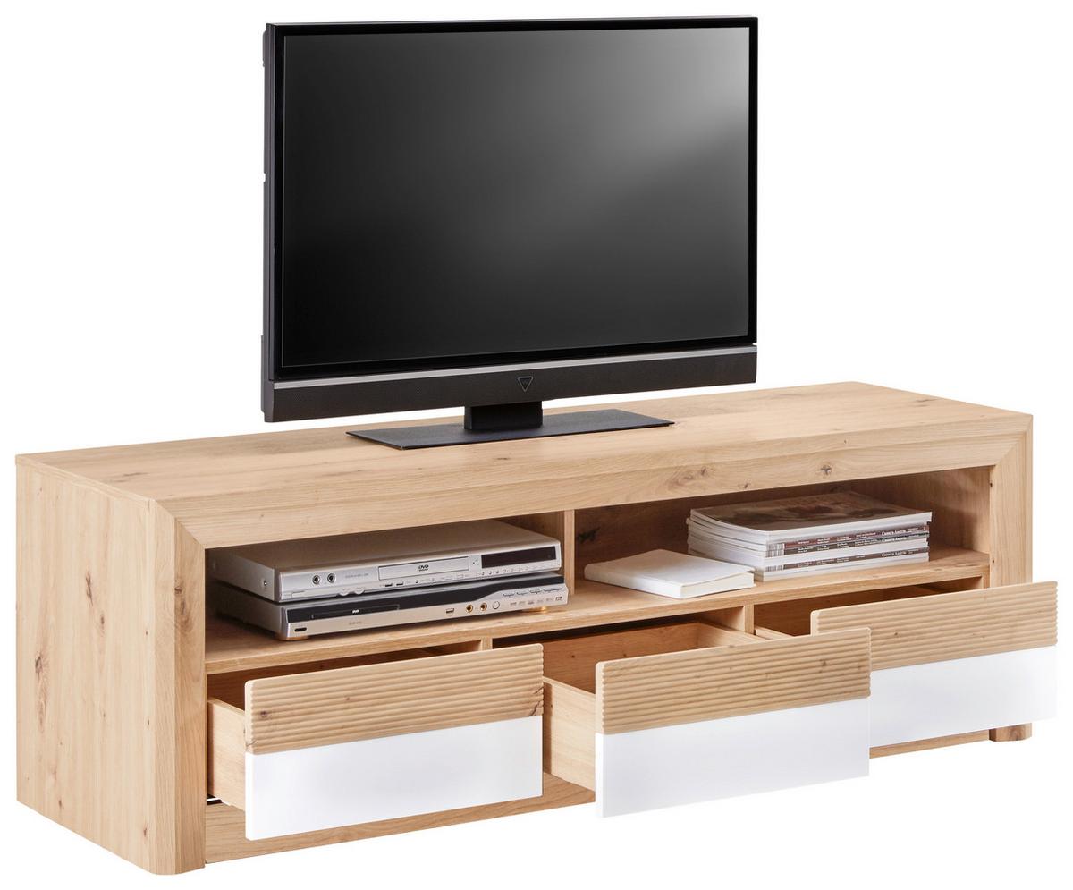 TV-Element Kashmir New B: 142 cm Eiche Dekor/Weiß - Eichefarben/Schwarz, MODERN, Holzwerkstoff (142/50/49cm) - James Wood