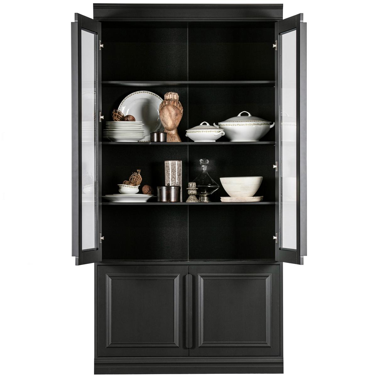 Vitrine Organize Schwarz B: 110 Cm - Schwarz, Design, Glas/Holz (110/215/44cm) - Livetastic