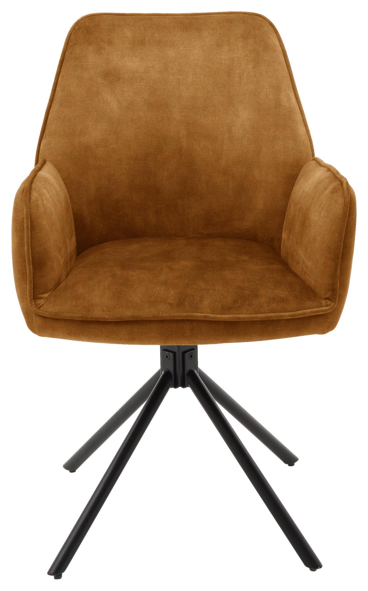 ŽIDLE S PODRUČKAMI OTTAWA - curry žlutá/černá, Moderní, kov/textil (60/89/64cm) - Premium Living