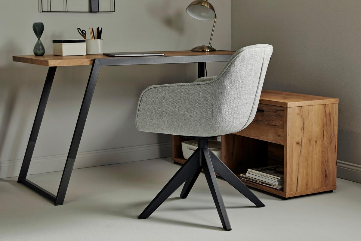 Armlehnstuhl Kensington Hellgrau/schwarz B: 57,5 Cm - Hellgrau/Schwarz, MODERN, Kunststoff/Textil (57,5/59,5/80,5cm) - Livetastic