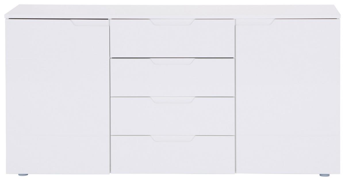 Kommode 160cm Hilton, Weiß Hilton - Weiß Hochglanz/Weiß, MODERN, Holzwerkstoff (160/81,4/40cm)