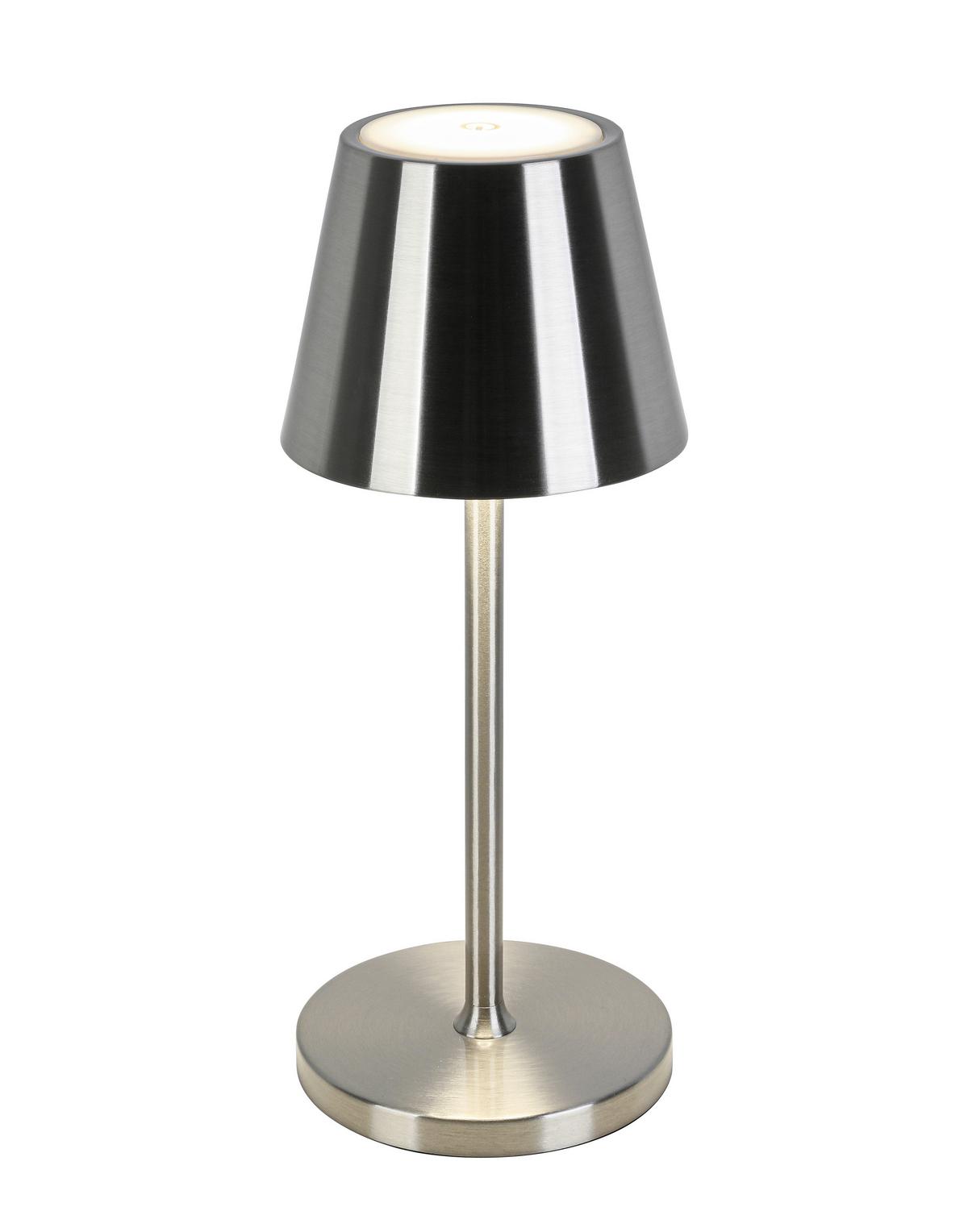NABÍJATEĽNÁ STOLNÁ LAMPA MUSI - biela/niklová, Modern, kov/plast (12/30cm) - Mömax