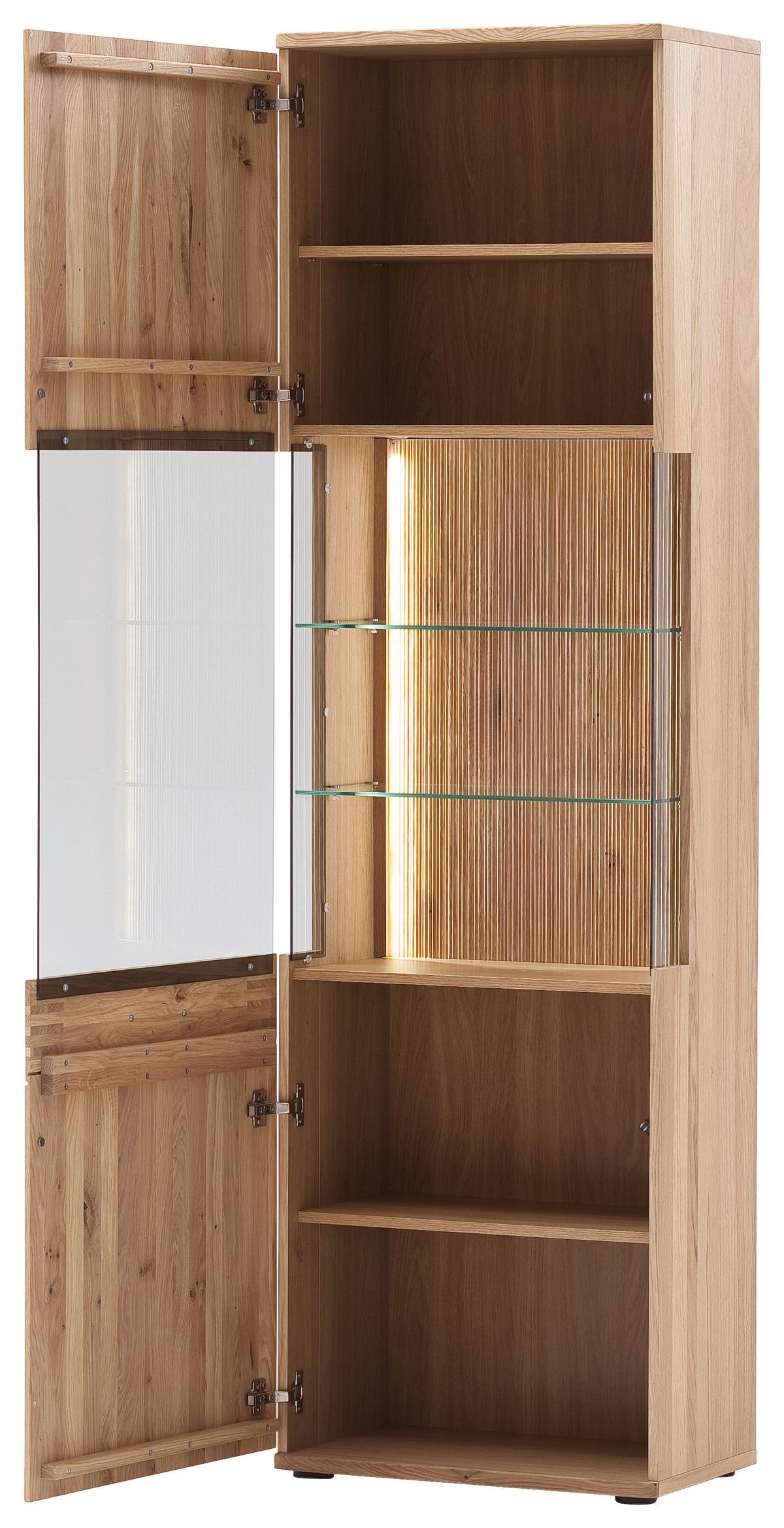 Vitrine Salvador B: 60 cm Eichefarben - Eichefarben/Schwarz, Design, Glas/Holz (60/208/37cm) - Livetastic