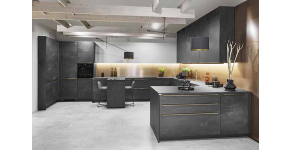 Einbauküche Schwarzbeton Planbar In Schwarzbeton - Dunkelgrau/Schwarz, MODERN, Holzwerkstoff - Vertico