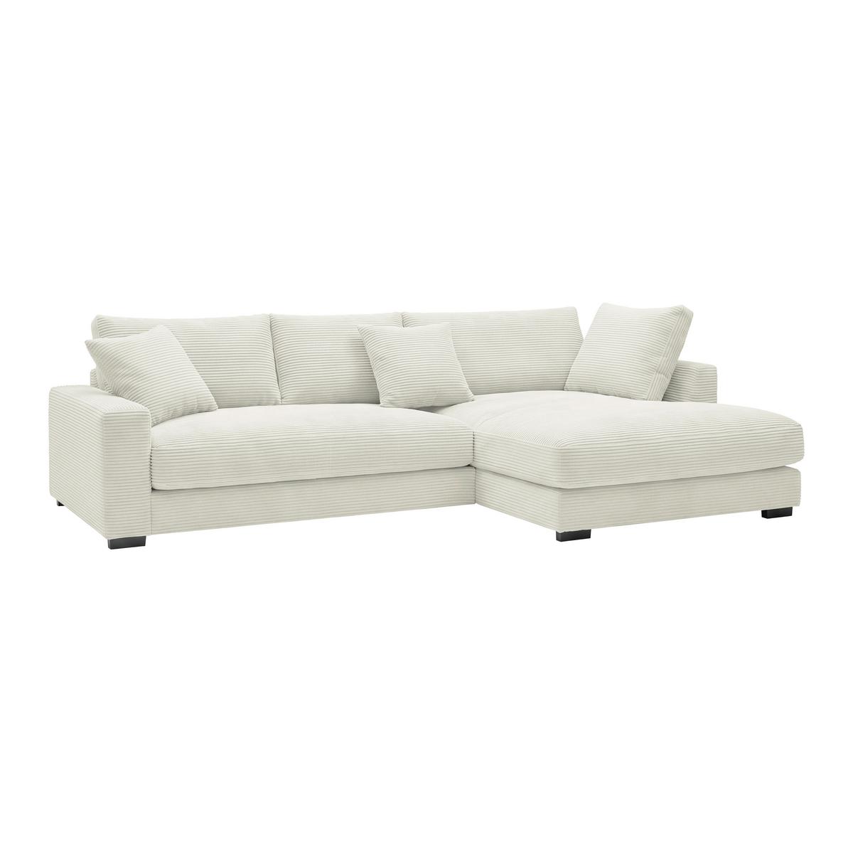 Rohová sedačka PEDRO, pravá, krémový manšestr - černá/krémová, Moderní, textil/plast (300/190cm) - Mömax