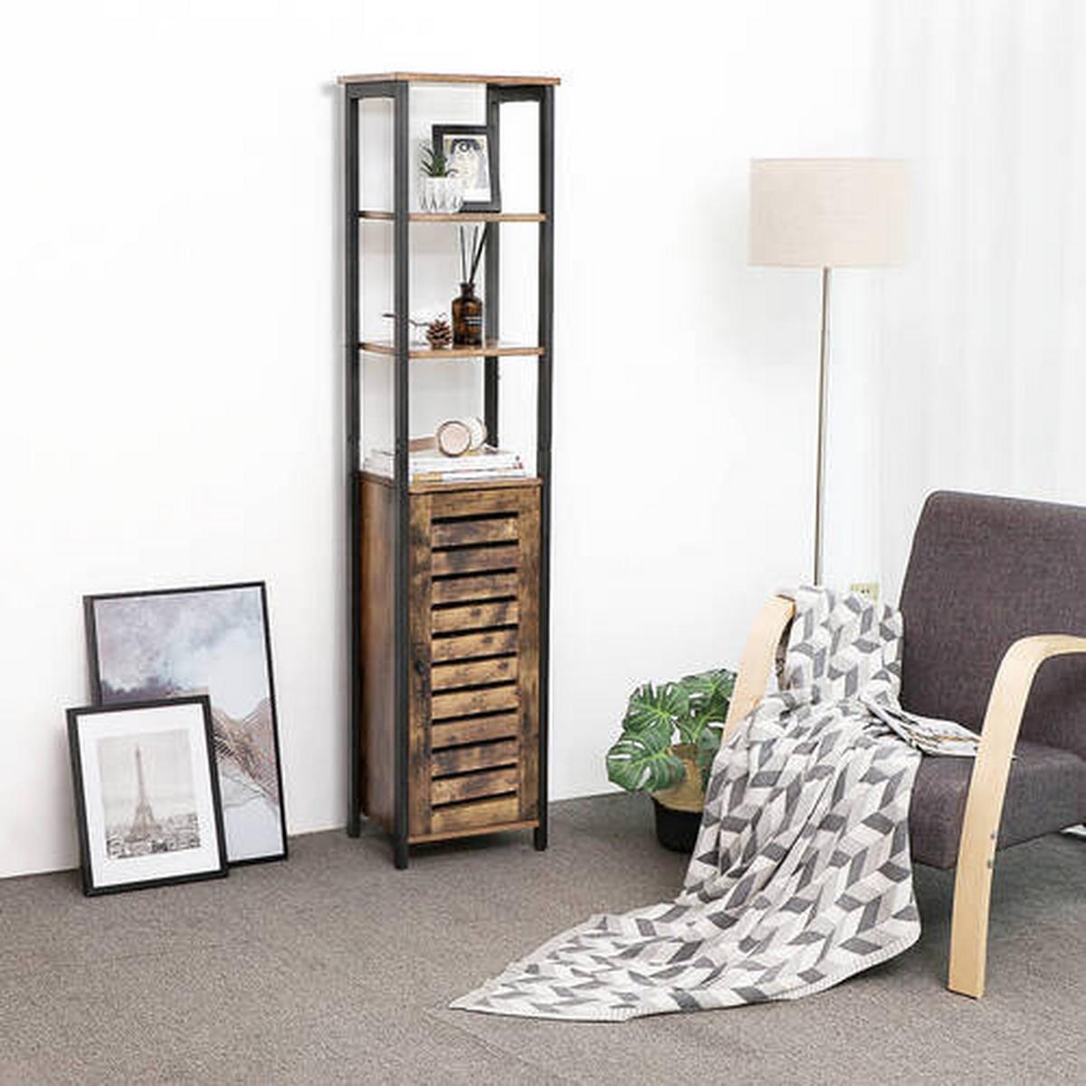 REGÁL RUSTIKAL - černá/hnědá, Trend, kov/kompozitní dřevo (37/167/30cm) - Boxxx