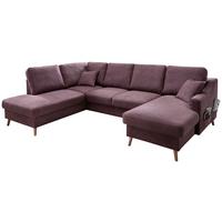 Wohnlandschat Valentina Mit Schlaffunktion Bordeaux - Bordeaux/Naturfarben, KONVENTIONELL, Textil (200/301/150cm) - P & B