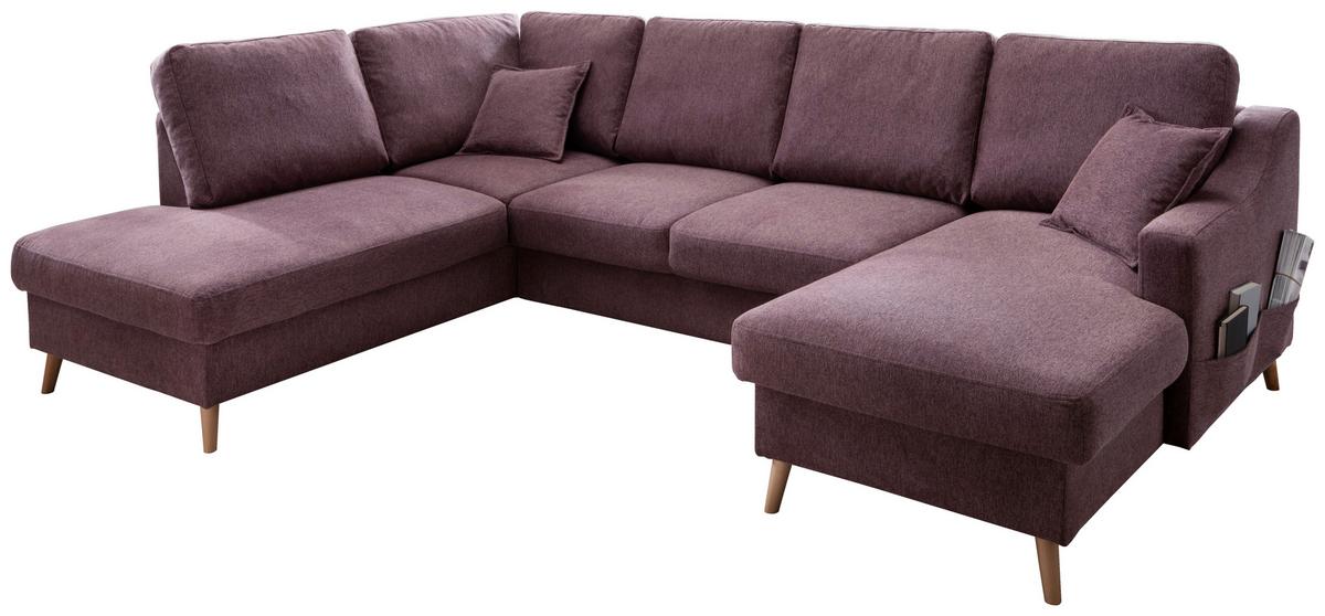 Wohnlandschat Valentina Mit Schlaffunktion Bordeaux - Bordeaux/Naturfarben, KONVENTIONELL, Textil (200/301/150cm) - P & B