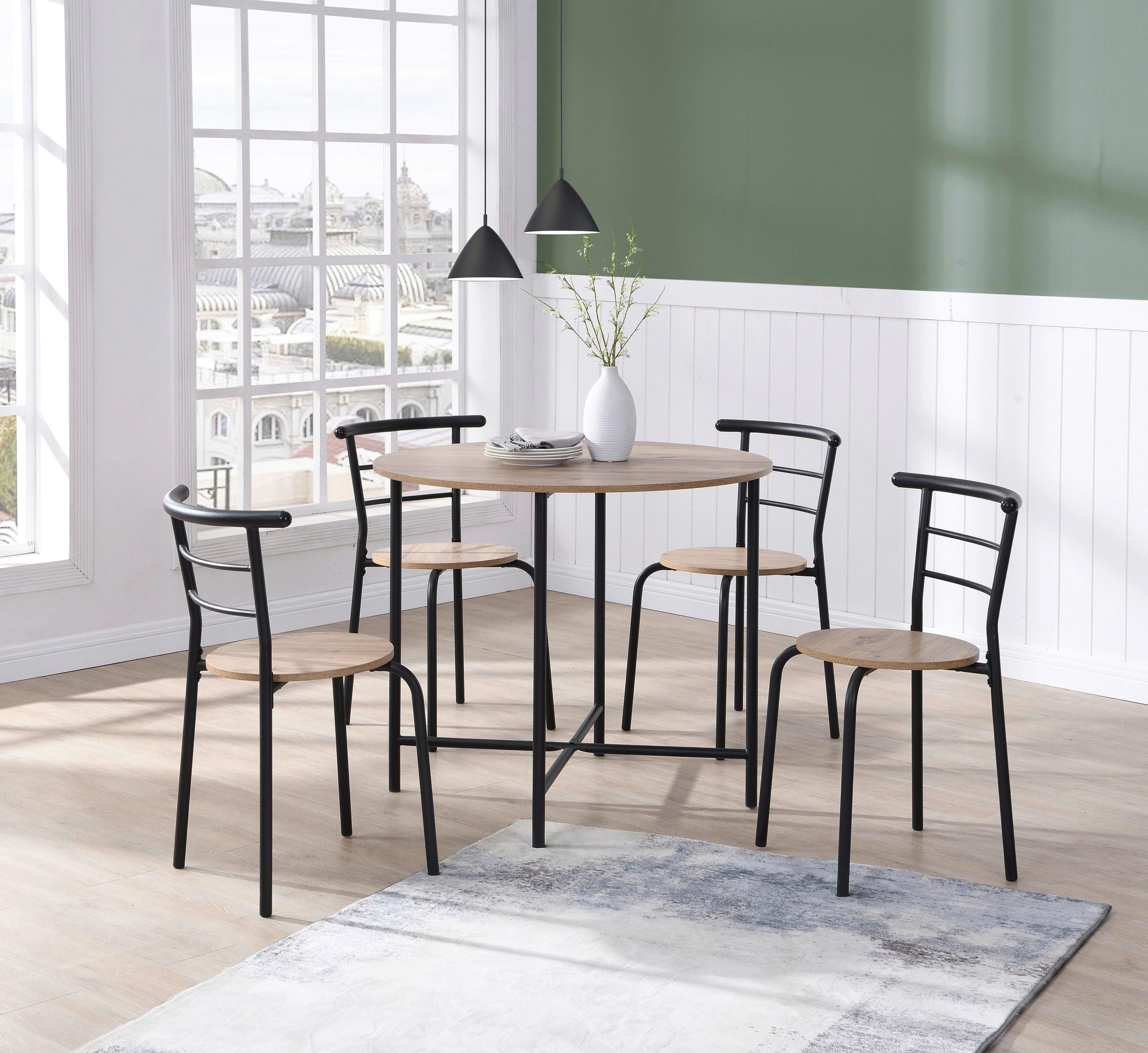 Tischgruppe Lienz 5tlg Melamin Eiche Dekor - Schwarz/Eiche Artisan, KONVENTIONELL, Holzwerkstoff/Metall (85/75/95cm)