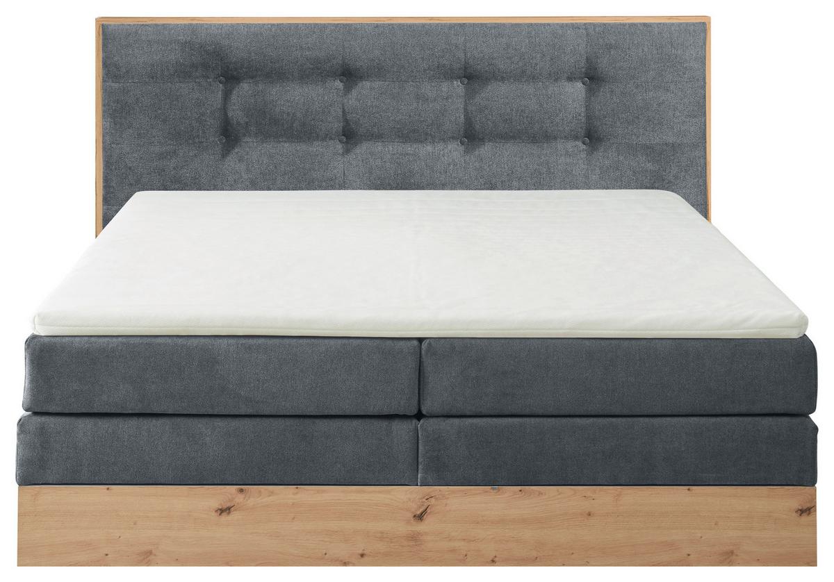 Boxspringbett mit Topper, Bettkasten 180x200 Preston - Anthrazit, MODERN, Holz/Holzwerkstoff (180/200cm) - Livetastic