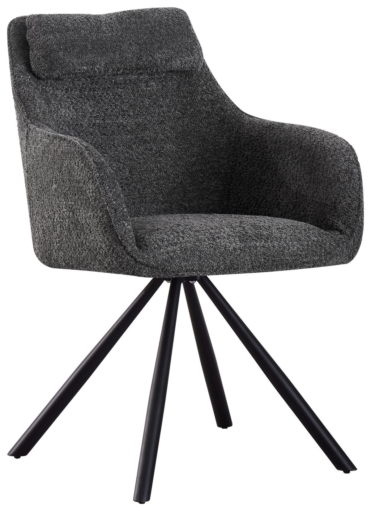 Armlehnstuhl Dream Grau Gepolstert - Schwarz/Grau, MODERN, Holz/Textil (59/88/64cm) - MID.YOU