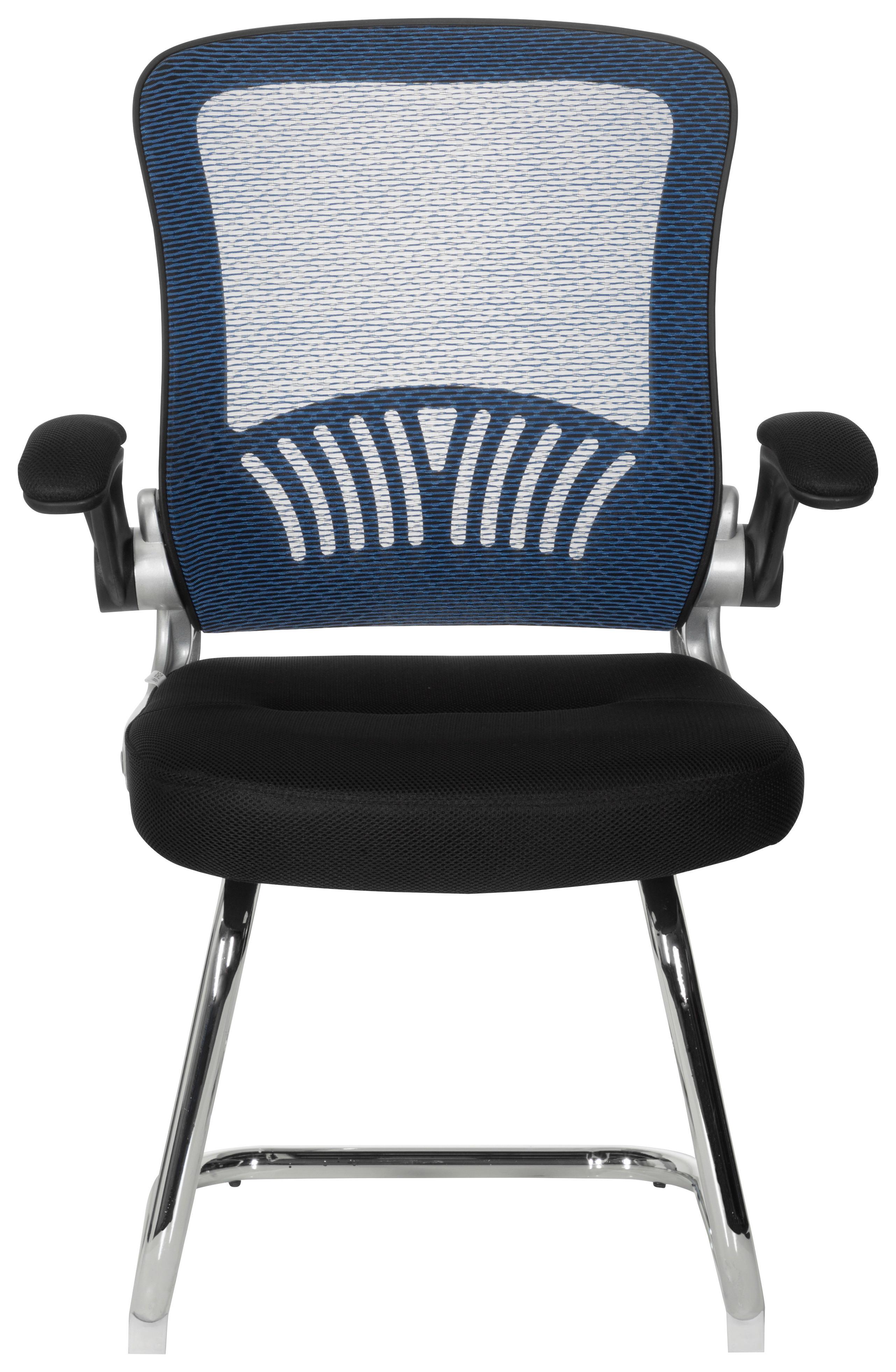 Besucherstuhl mit Armstützen Blau/Schwarz Bis 120 Kg - Chromfarben/Blau, MODERN, Textil/Metall (64/103/64cm) - MID.YOU