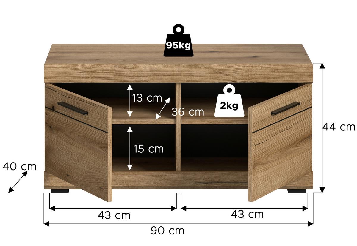Sitzbank Scout Eiche Dunkel B: 90 cm - Eiche dunkel, Design, Holzwerkstoff (90/44/40cm) - Livetastic