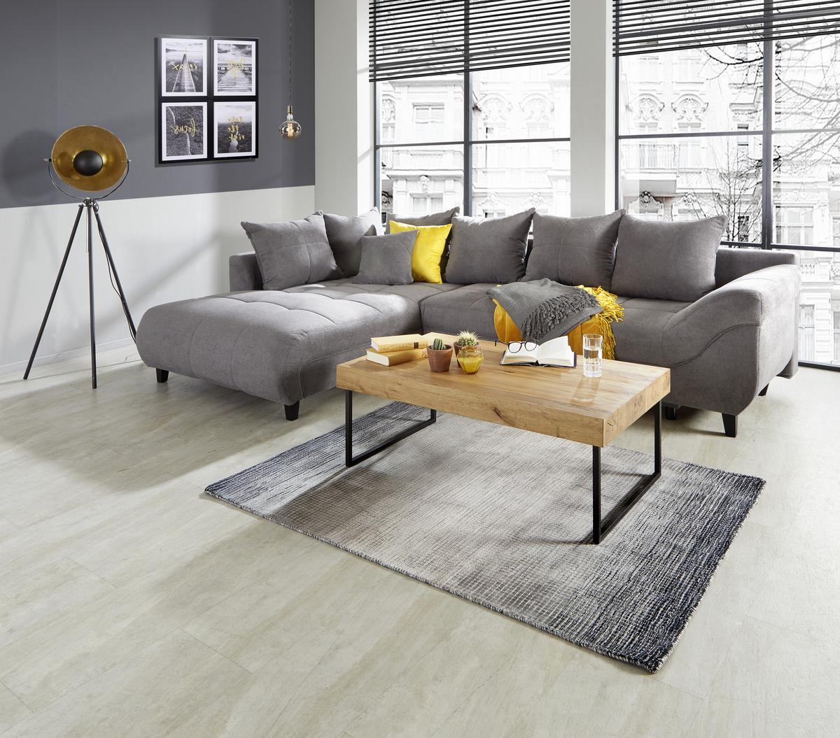Rohová sedačka MENDOZA. ľavá, sivá - čierna/sivá, Design, drevo/textil (197/309cm) - Ondega