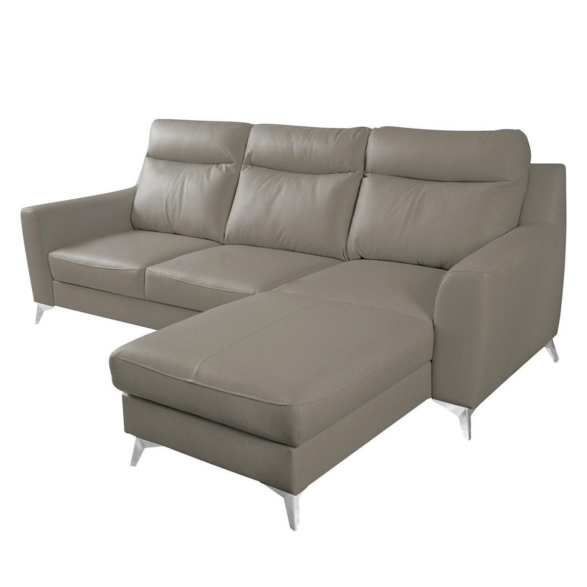 Ecksofa Gio Schlammfarben S: 236x168 Cm - Chromfarben/Schlammfarben, Design, Leder/Textil (236/168cm) - Livetastic