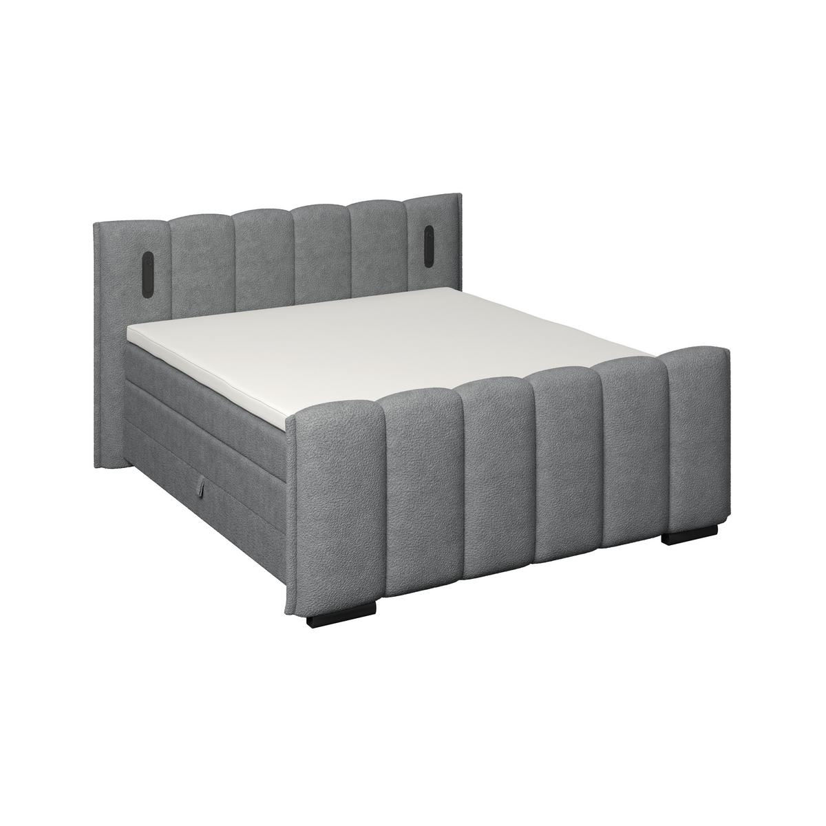 Boxspringbett Elysia inkl. Bettkasten 160x220 - Dunkelgrau/Schwarz, Trend, Holz/Holzwerkstoff (160/220cm) - Luca Bessoni