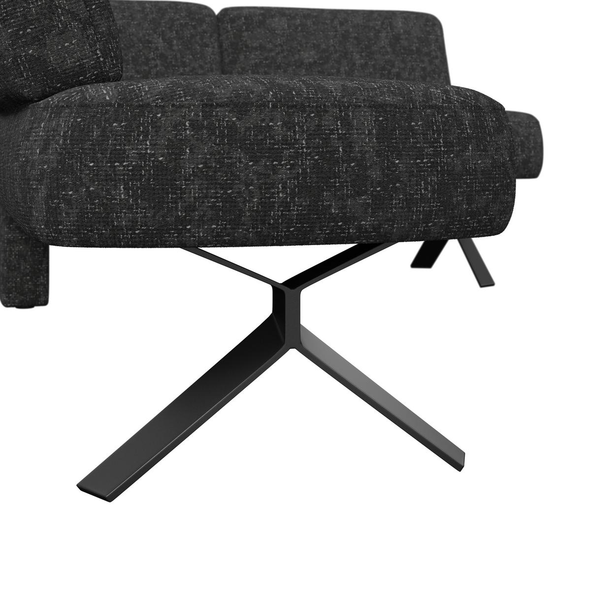 Eckbank dunkelgrau/Metallbeine Ulmo, S:248x176cm - Dunkelgrau/Schwarz, MODERN, Textil/Metall (248/176cm)