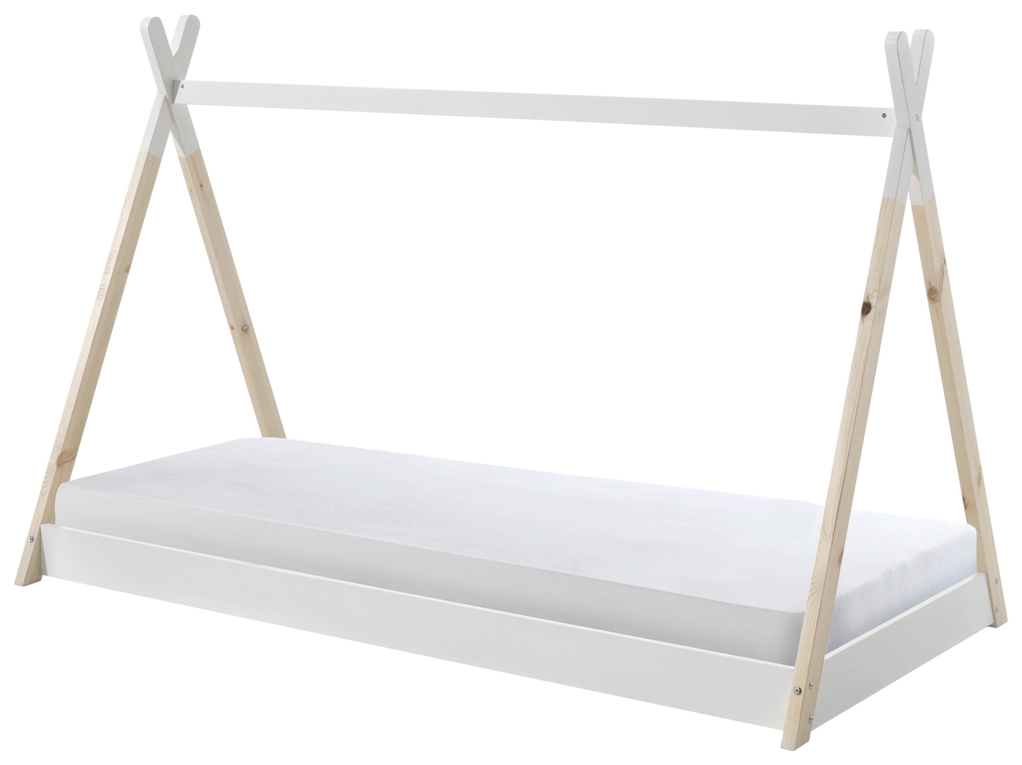 Hausbett Tipi 90x200 Cm Kiefer Weiß/naturfarben - Weiß/Naturfarben, Natur, Holz/Textil (90/200cm) - MID.YOU