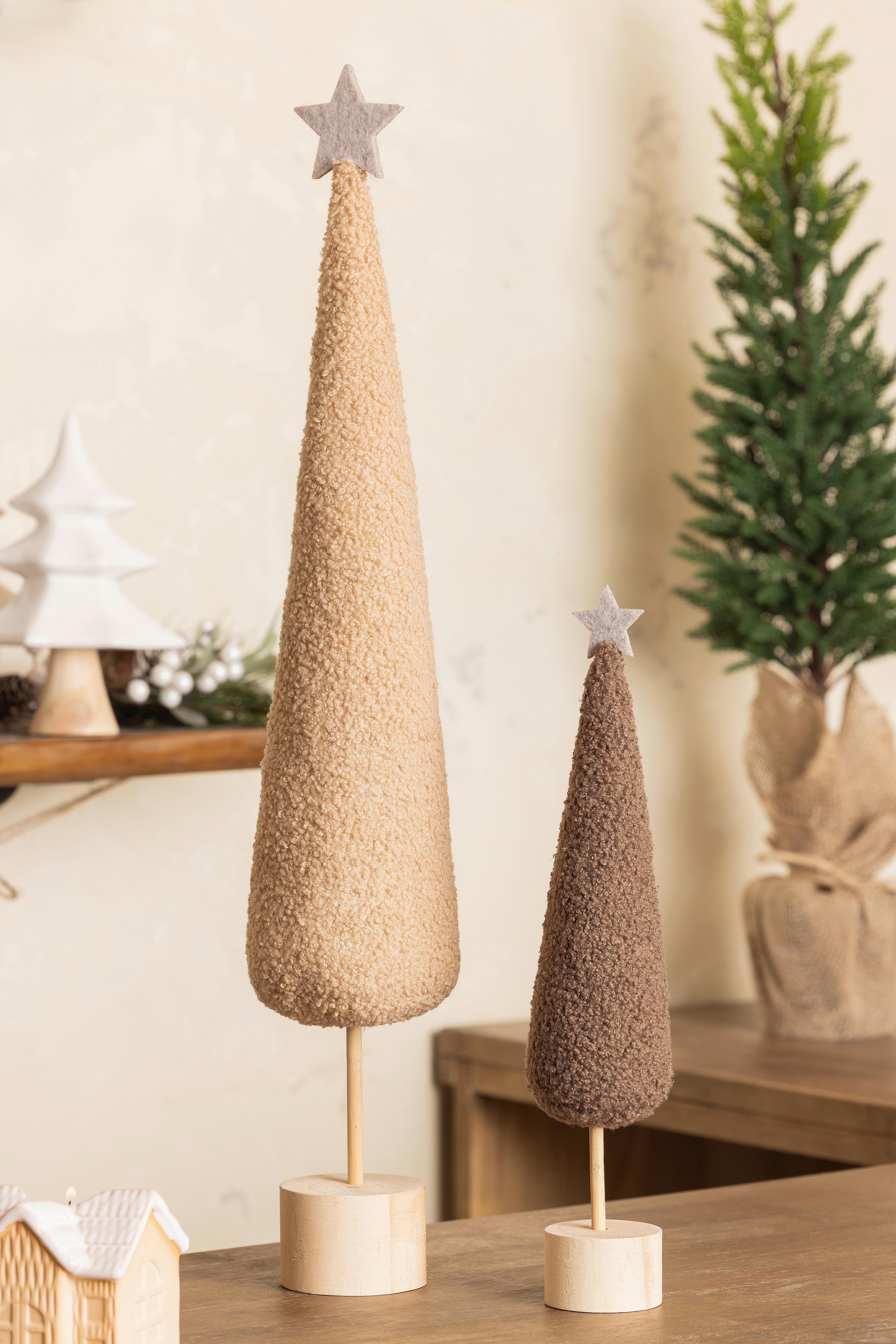 Dekoweihnachtsbaum Gustav - Dunkelbraun, KONVENTIONELL, Holz/Textil (6/6/36,5cm) - Luca Bessoni