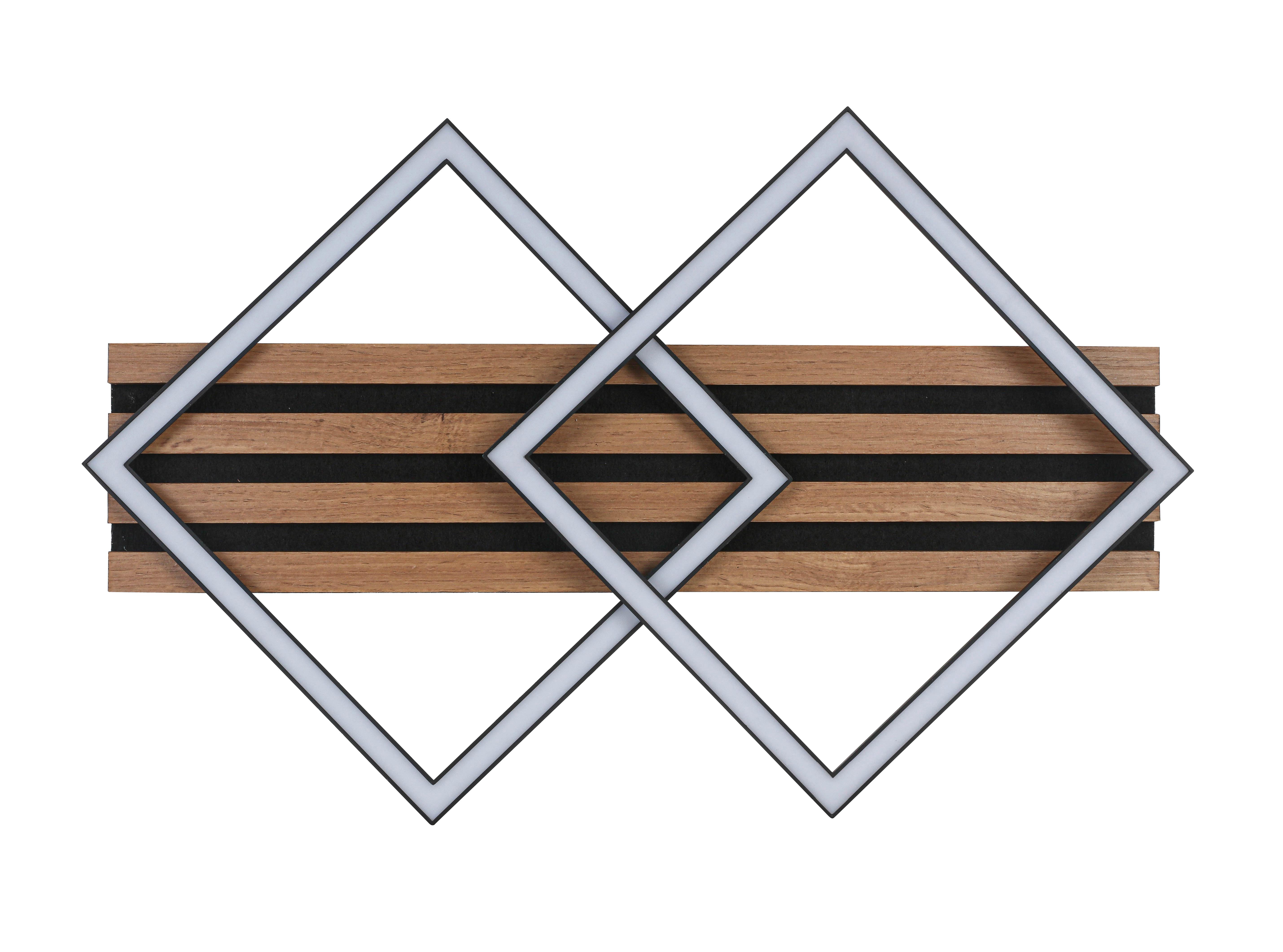 Led-deckenleuchte Melina - Eichefarben/Schwarz, MODERN, Holzwerkstoff/Kunststoff (55/35/8,7cm) - Luca Bessoni