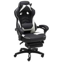 Gaming Stuhl Yaira mit ausziehbarer Fußstütze - Schwarz/Weiß, Design, Kunststoff/Textil (68,5/116-124/60,5cm) - Livetastic
